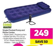 Camp Master Single Flocked Pump And Pillow-Combo