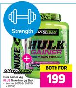 Nutritech Hulk Gainer 4kg + Nuke Energy Shot-For Both