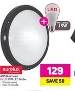 Eurolux ABS Bulkhead + 15W LED Globe