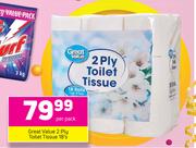 Great Value 2 Ply Toilet Tissue-18's Per Pack