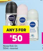 Nivea Roll On Assorted-For Any 3x50ml