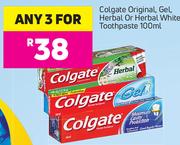 Colgate Original, Gel, Herbal Or Herbal White Toothpaste-For Any 3 x 100ml