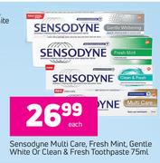 Sensodyne Multi Care, Fresh Mint, Gentle White Or Clean & Fresh Toothpaste-75ml Each
