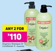 Organics Shampoo Or Conditioner Assorted-2 x 1Ltr