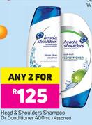 Head & Shoulders Shampoo Or Conditioner Assorted-For Any 2 x 400ml