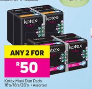 Kotex Maxi Duo Pads Assorted-For Any 2 x 16's/18's/20's