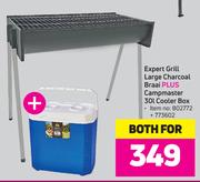  Expert Grill Large Charcoal Braai Plus Campmaster 30Ltr Cooler Bag-For Both