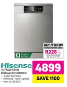 Hisense 14 Place Silver Dishwasher H14DSS