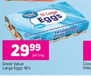 Great Value Large Eggs-18's Per Tray