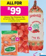 Onions 7Kg, Potatoes 7Kg,  Carrots 5kg-For All