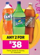 Fanta, Sprite Or Stoney Assorted-2 x 2Ltr