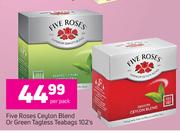Five Roses Ceylon Blend Or Green Tagless Teabags-102's Per Pack