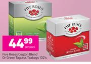 Five Roses Ceylon Blend Or Green Tagless Teabags-102's  Per Pack