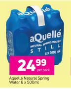 Aquelle Natursl Spring Water-6x500ml Per Pack