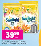 Sunlight 2 In 1 Auto Or Hand Washing Powder Assorted-2Kg Each