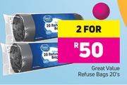 Great Value Refuse Bags-2 x 20's