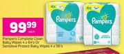 Pampers Complete Clean Baby Wipes 4 x 64's Or Sensitive Protect Baby Wipes 4 x 56'-Each