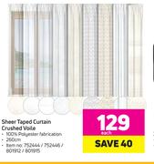 Sheer Taped Curtain Crushed Voile-Each