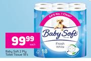 Baby Soft 2 Ply Toilet Tissue 18's-Each
