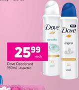 Dove Deodorant Assorted-150ml Each