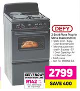 Defy 3 Solid Plate Plug In Stove (Black) DSS513