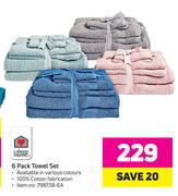 Always Home 6 Pack Towel Set