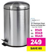 Mainstays 5L Stainless Steel Dome Lid Pedal Bin
