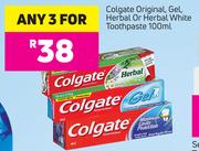 Colgate Original, Gel, Herbal Or Herbal White Toothpaste-3 x 100ml