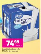 Great value Long Life Milk Assorted-1 x 6Ltr Per Pack