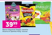 Beacon Maynards Sweets, Liquorice Allsorts Or Sparkles Assorted-400g Each