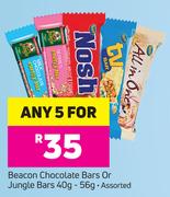 Beacon Chocolate Bars Or Jungle Bars Assorted-5 x 40g-56g