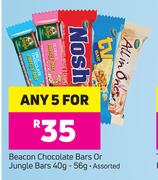 Beacon Chocolate Bars Or Jungle Bars Assorted-For Any 5x40g/56g