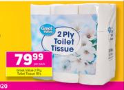 Great Value 2 Ply Toilet Tissue-18's Per Pack