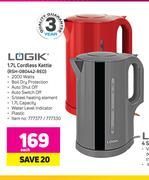 Logik 1.7Ltr Cordless Kettle RSH-080442-RED-Each