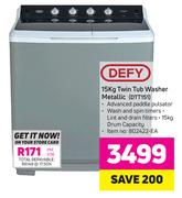 Defy 15Kg Twin Tub Washer Metallic DTT151