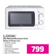 0Logik 20Ltr Manual Microwave Oven White P70H20L-SEJ