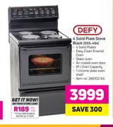 0Defy 4 Solid Plate Stove Black DSS-494
