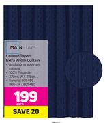 Mainstays Unlined Taped Extra Width Curtain-W270cm x L218cm