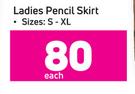 Ladies Pencil Skirt Sizes S-XL-Each