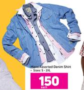 Mens Assorted Denim Shirt Sizes S-2XL-Each