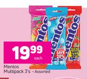 Mentos Multipack Assorted-3's Each