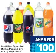 Pepsi Light, Pepsi Max, Mirinda, Mountain Dew Or 7 Up Sugerfree-For Any 8 x 2Ltr