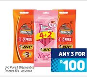 Bic Pure 3 Disposable Razors Assorted-For Any 3 x 6's