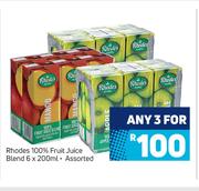 Rhodes 100% Fruit Juice Blend Assorted-For Any 3 x 6 x 200ml