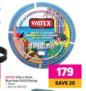 Watex 20m x 12mm Blue Hose + Fittings Plastic