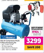 TradeEair 50L Air Compressor PLUS 5 Piece Accessory Kit