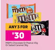 M&M's Chocolate Or Peanut 45g Or Salted Caramel 36g-For Any 3