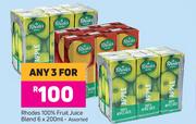 Rhodes 100% Fruit Juice Blend Assorted-For Any 3x6 x 200ml