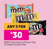 M&M's Chocolate Or Peanut 45g Or Salted Caramel 36g-For Any 3