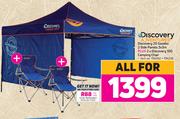Discovery Adventures 20 Gazebo 2 Side Panels 3 x 3m Plus 2 x Discovery 100 Campin Chair-All For